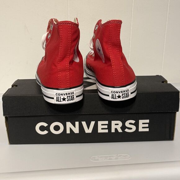 Converse Chuck Taylor All Star Hi High Top Shoes Mens 9.5 Womens 11.5 Red Canvas - Picture 3 of 10
